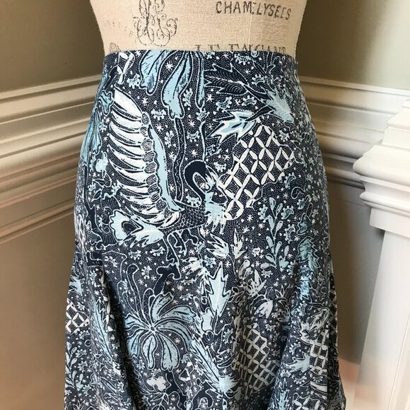 NWT Charlotte Brody Pansy A-Line Mini Skirt Womens 4 Navy Blue Trellis Silk NEW - Picture 6 of 11